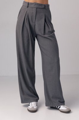 Жіночі класичні штани зі складками - 08972 сірі