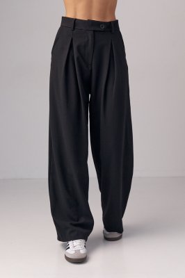 Женские классические брюки со складками - 08972 черные
