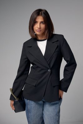 Жіночий однобортний піджак приталеного крою - 11017 чорний