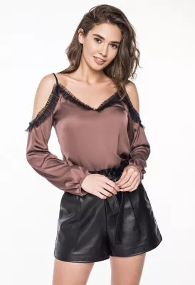 Стильна блузка-майка 2180 мокко