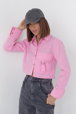 Укорочена жіноча сорочка 14444 рожева