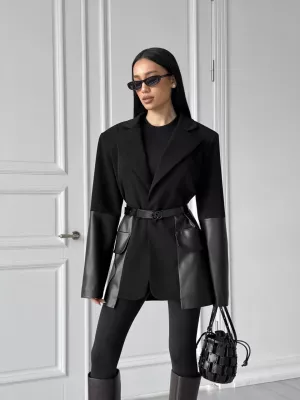 Укороченный тренч Монро без пояса черный