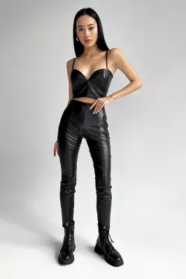 Брюки кожаные Некси черный