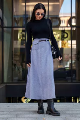 Спідниця Фларі без поясу сірий