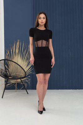 Сукня в рубчик у корсетному стилі чорного кольору Раліна 51381