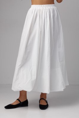 Длинная юбка А-силуэта с резинкой на талии - 24102 белая