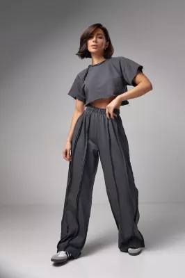 Жіночий трикотажний костюм у стилі grunge - 24151 темно-сірий