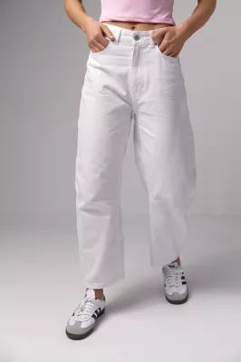 Жіночі джинси-банани wide-leg - 3206 білі