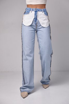 Жіночі джинси з ефектом навиворіт - 3212 блакитні