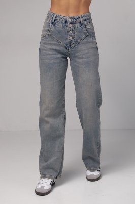 Женские джинсы Straight с фигурной кокеткой - 3218 джинс
