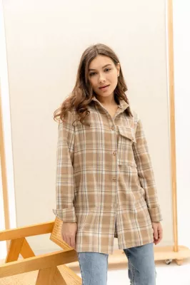 Сорочка 2045-1.5711 бежевий-блакитний