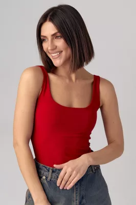 Майка жіноча еластична з широкими бретелями - 402 червона