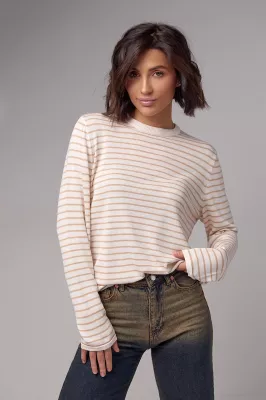 Женский джемпер в полоску - 41033 бежевый