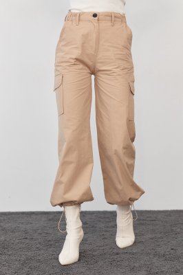 Жіночі штани карго в стилі кежуал 4135 світло-коричневий