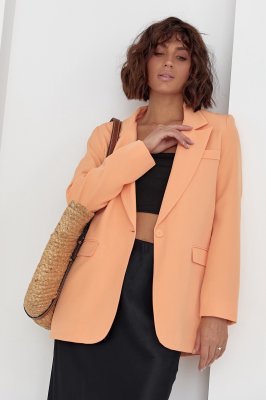 Жіночий класичний однобортний піджак - 50873 персиковий