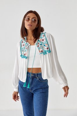 Жіноча блуза-накидка з вишивкою - 5092