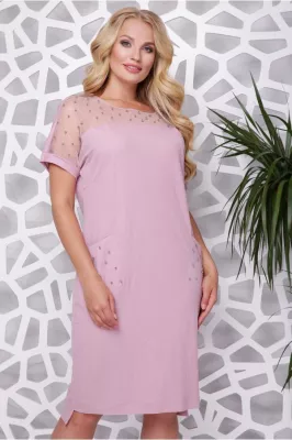 Сукня батал "Ліка" (пудра)