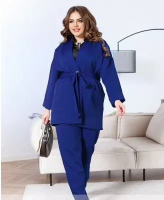 Стильный брючный костюм 2350 электрик