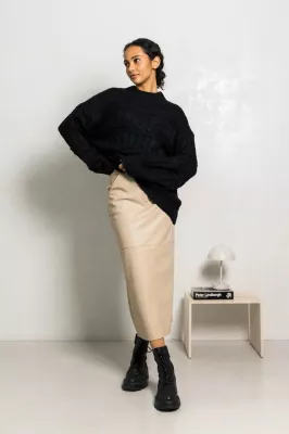 Шкіряна спідниця 2108.5535 бежева