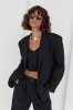 Жіночий піджак на гудзиках у смужку - 9304 чорний