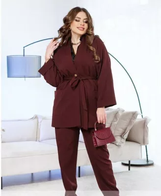 Стильный брючный костюм 2350 бордо