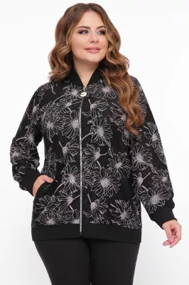 Бомбер Фонда чорний ромашки