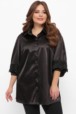 Блуза с кружевом Софт черная