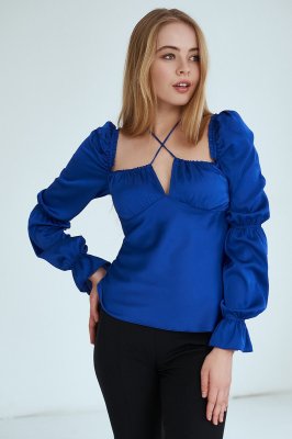 Шёлковая блуза 21285 синий электрик