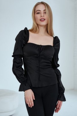 Шёлковая блуза 21286 чёрная