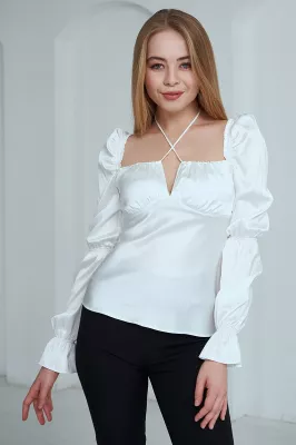 Шовкова блуза 21287 молочна