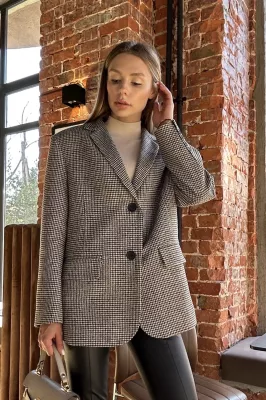 Жакет оверсайз из ткани с добавлением серого хлопка 7111