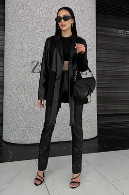 Брюки Локсі з еко-шкіри чорний