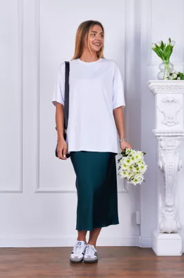 Шовкова спідниця зелена 6207