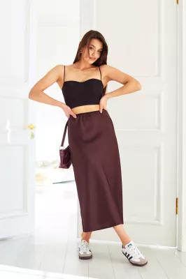 Шовкова спідниця шоколад 6223