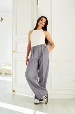 Штани палаццо зі стрілками сірий Барбі 4322