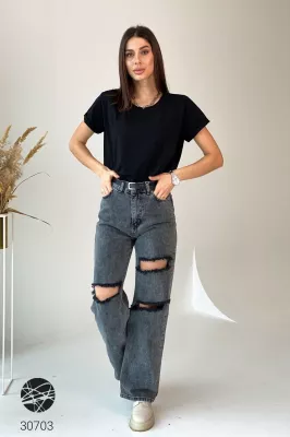 Розкльошені джинси 30703 чорний