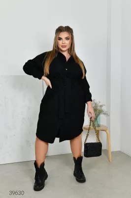 Сукня-сорочка для повних з мікровельвету 39630 чорний