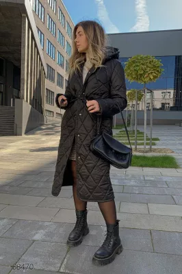 Пальто стьобане 38470 чорний