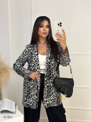 Жіночий піджак 41401 леопардовий принт