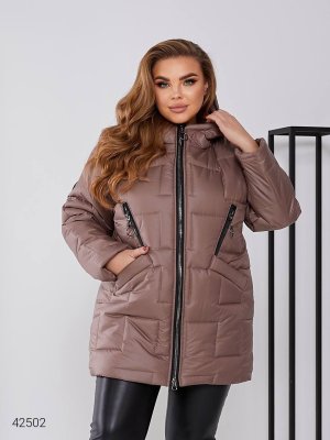 Жіноча стьобана куртка 42502 коричневий