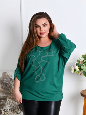 Жіноча блузка вільного крою 42548 зелений