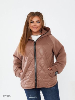 Жіноча демісезонна куртка великих розмірів 42605 коричневий