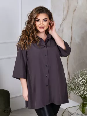 Жіноча сорочка великих розмірів 42526 темно-сірий