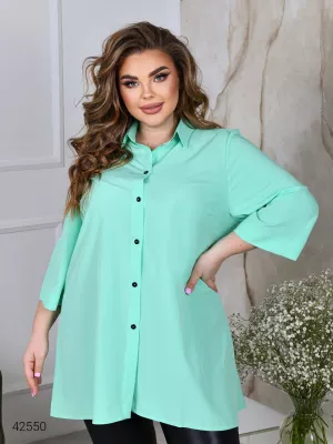Женская рубашка больших размеров 42550 ментоловый
